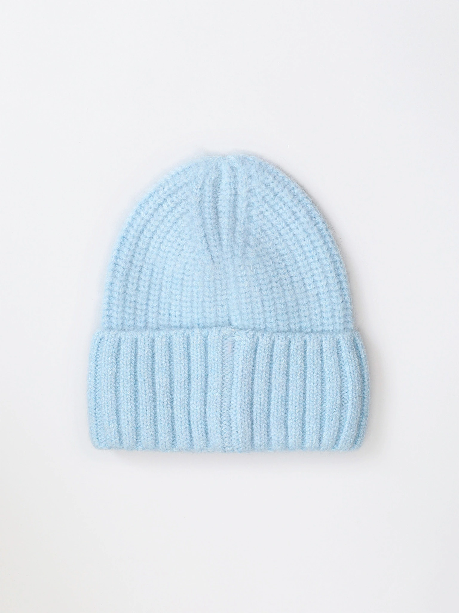 Шапка-бини из ангоры и нейлона с отворотом в ассортименте